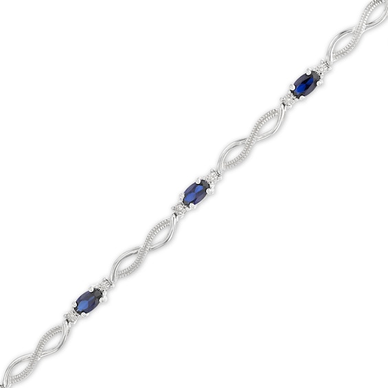 Lab-Created Sapphire Bracelet with Diamonds Sterling Silver | Kay