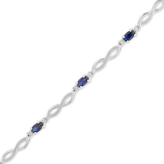 Lab-Created Sapphire Bracelet with Diamonds Sterling Silver