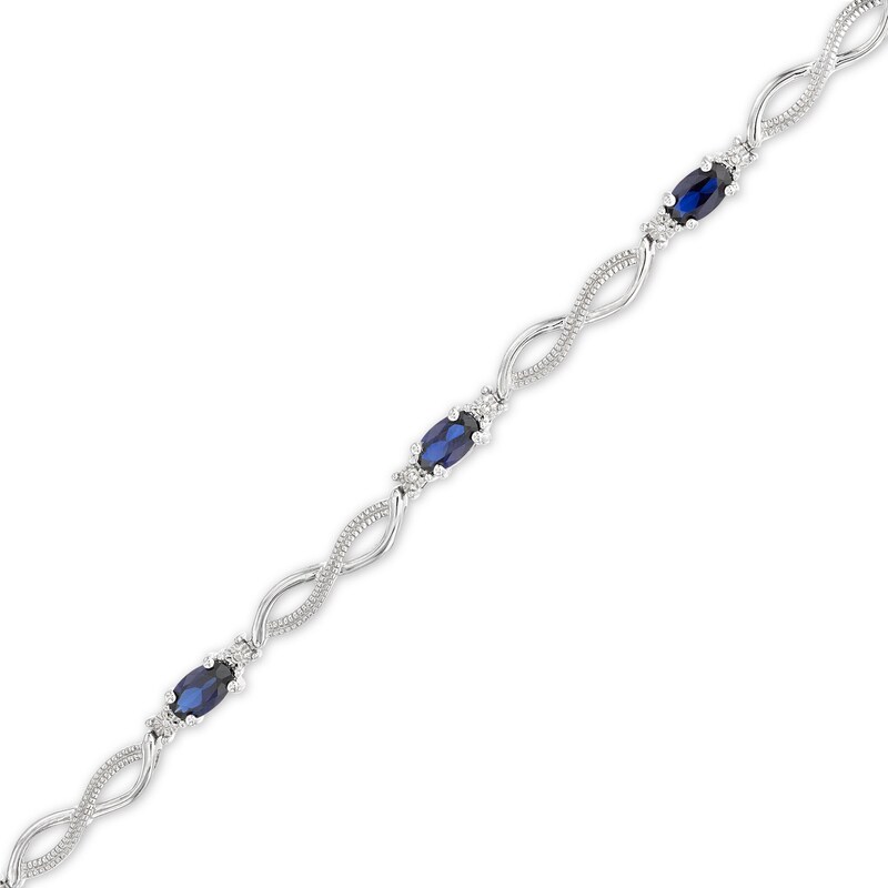 Lab-Created Sapphire Bracelet with Diamonds Sterling Silver