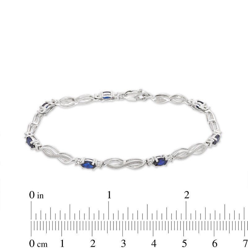 Main Image 2 of Lab-Created Sapphire Bracelet with Diamonds Sterling Silver