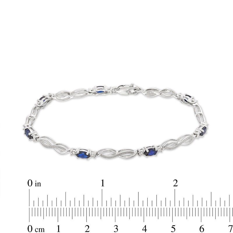 Lab-Created Sapphire Bracelet with Diamonds Sterling Silver