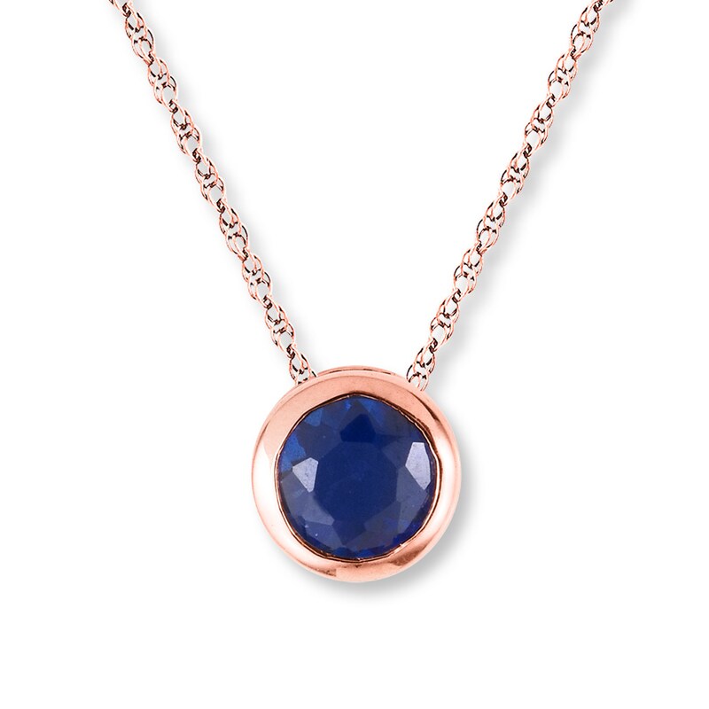 Lab-Created Sapphire Necklace Bezel-set 10K Rose Gold