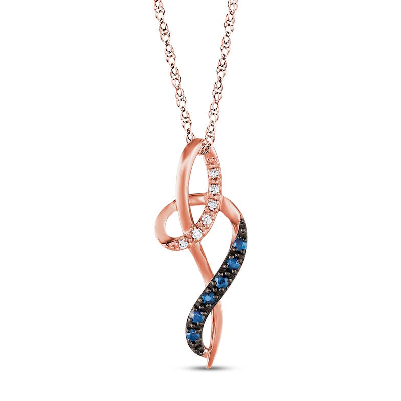 Main Image 1 of Le Vian Diamond Necklace Natural Sapphires 14K Strawberry Gold