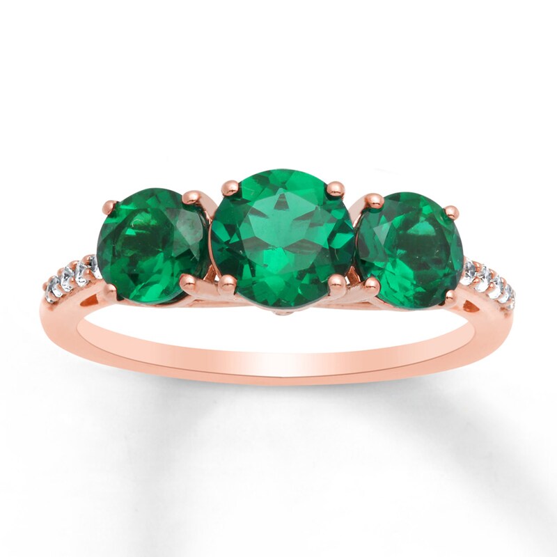 Lab-Created Emerald & Sapphire Ring 10K Rose Gold