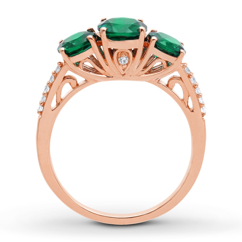Lab-Created Emerald & Sapphire Ring 10K Rose Gold