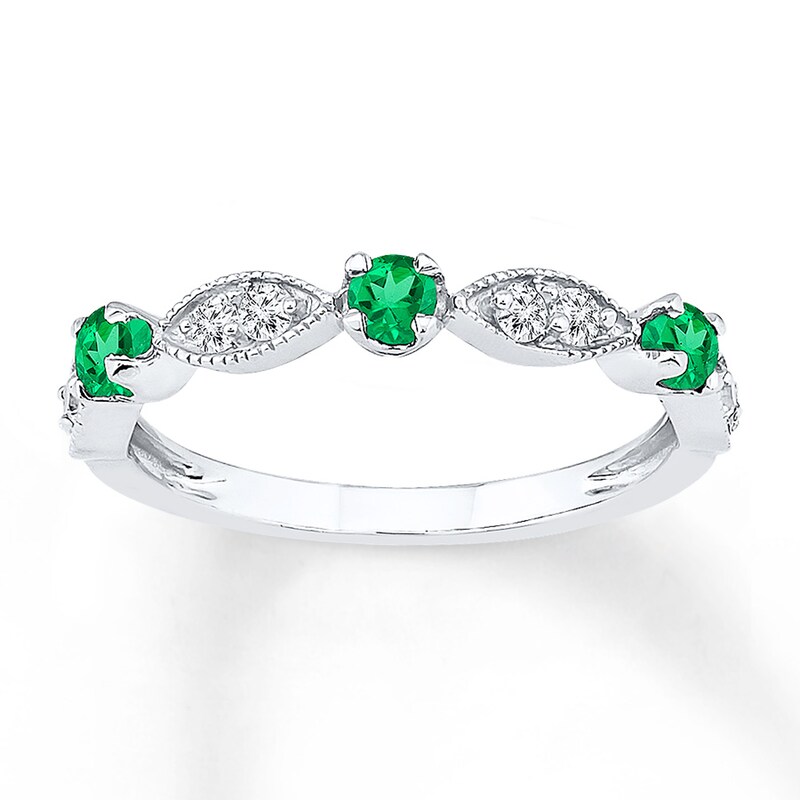 Lab-Created Emerald Ring Lab-Created Sapphire Sterling Silver