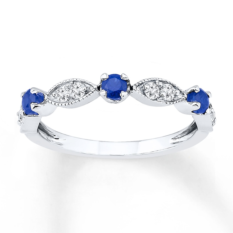 Lab-Created Blue & White Sapphires Sterling Silver Ring