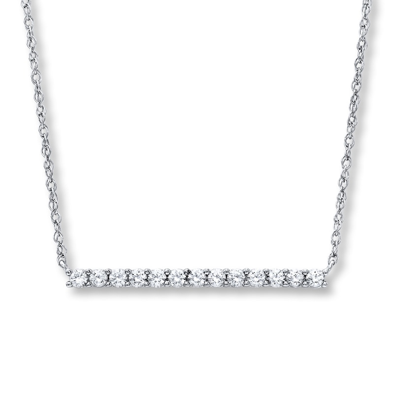 Main Image 1 of Lab-Created White Sapphire Bar Necklace Sterling Silver