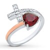 Thumbnail Image 4 of Heart Cross Ring Lab-Created Ruby Sterling Silver/10K Rose Gold