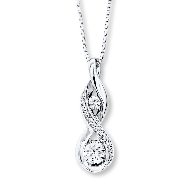 Main Image 1 of Lab-Created White Sapphire Necklace Sterling Silver