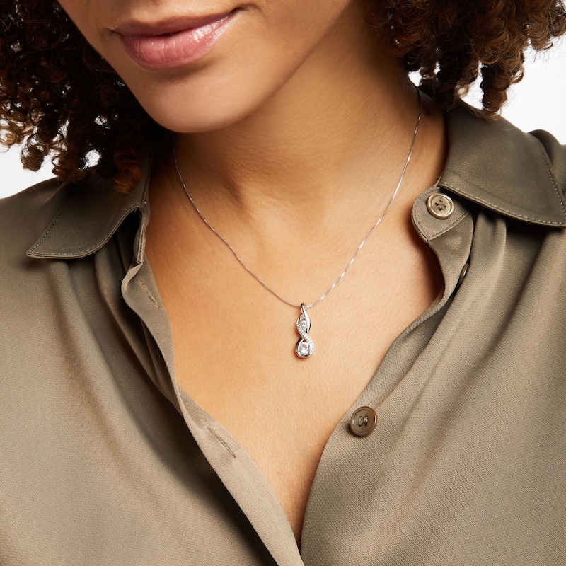 Main Image 2 of Lab-Created White Sapphire Necklace Sterling Silver