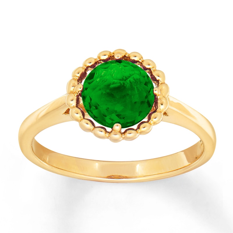Main Image 1 of Lab-Created Emerald Ring 10K Yellow Gold