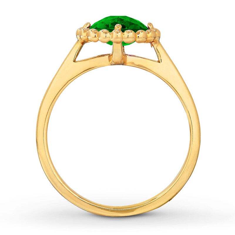 Main Image 2 of Lab-Created Emerald Ring 10K Yellow Gold