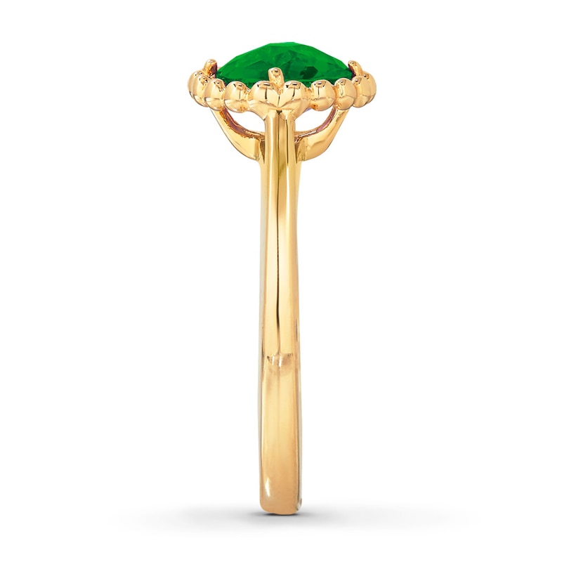 Main Image 3 of Lab-Created Emerald Ring 10K Yellow Gold