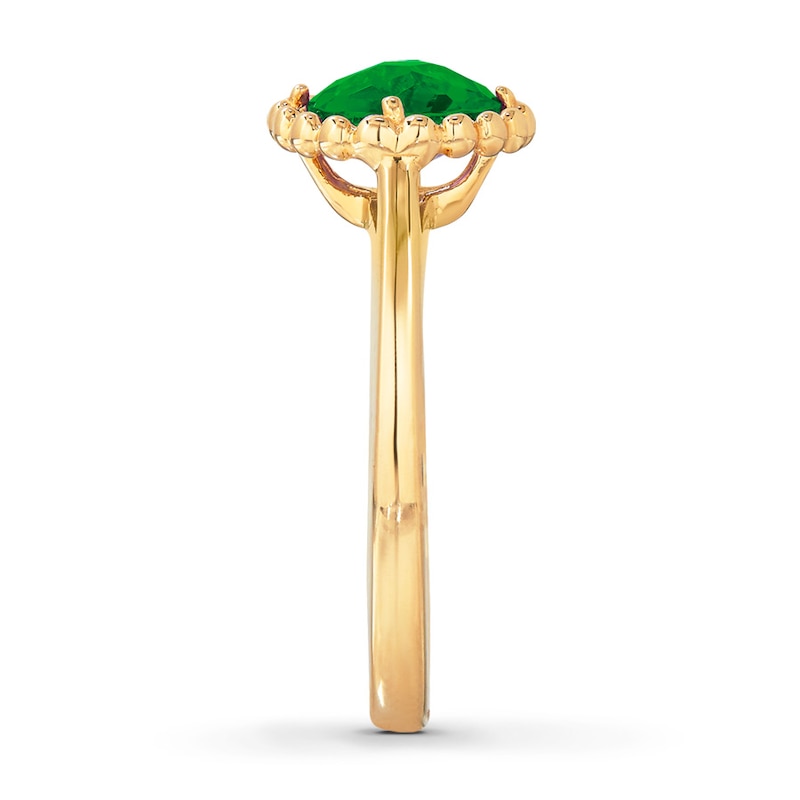 Lab-Created Emerald Ring 10K Yellow Gold