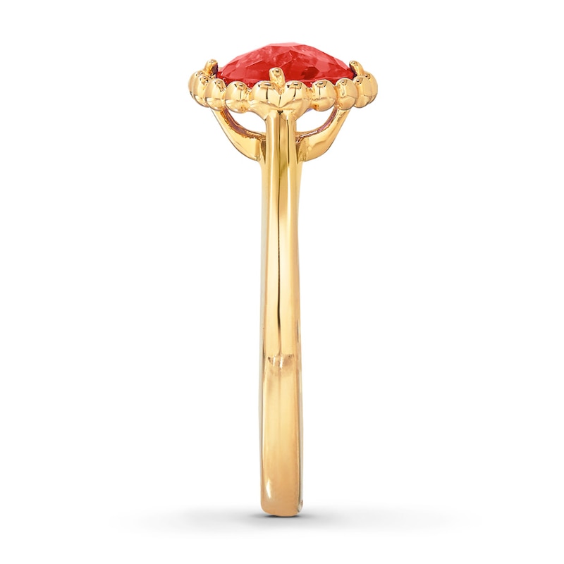 Main Image 3 of Lab-Created Ruby Ring 10K Yellow Gold