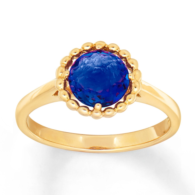 Main Image 1 of Lab-Created Sapphire Ring 10K Yellow Gold