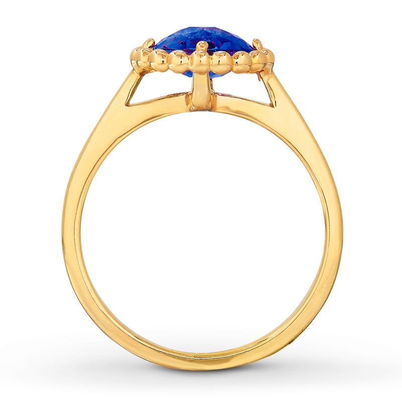 Main Image 2 of Lab-Created Sapphire Ring 10K Yellow Gold