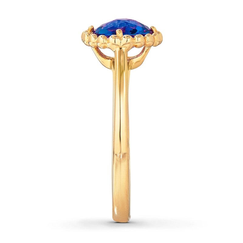 Main Image 3 of Lab-Created Sapphire Ring 10K Yellow Gold