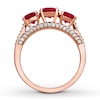 Thumbnail Image 1 of Lab-Created Ruby Ring Lab-Created White Sapphires 10K Rose Gold