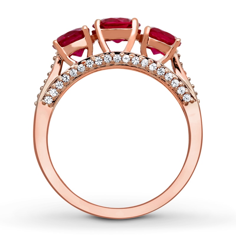 Lab-Created Ruby Ring Lab-Created White Sapphires 10K Rose Gold