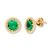 Thumbnail Image 1 of Lab-Created Emerald Earrings 10K Yellow Gold
