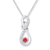 Thumbnail Image 0 of Lab-Created Ruby Necklace Diamond Accents Sterling Silver
