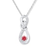 Thumbnail Image 1 of Lab-Created Ruby Necklace Diamond Accents Sterling Silver