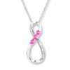 Thumbnail Image 0 of Infinity Necklace Lab-Created Pink Sapphires Sterling Silver