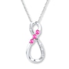 Thumbnail Image 1 of Infinity Necklace Lab-Created Pink Sapphires Sterling Silver