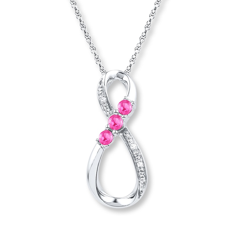 Main Image 1 of Infinity Necklace Lab-Created Pink Sapphires Sterling Silver