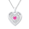 Heart Necklace Lab-Created Pink Sapphire Sterling Silver