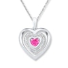 Thumbnail Image 0 of Heart Necklace Lab-Created Pink Sapphire Sterling Silver