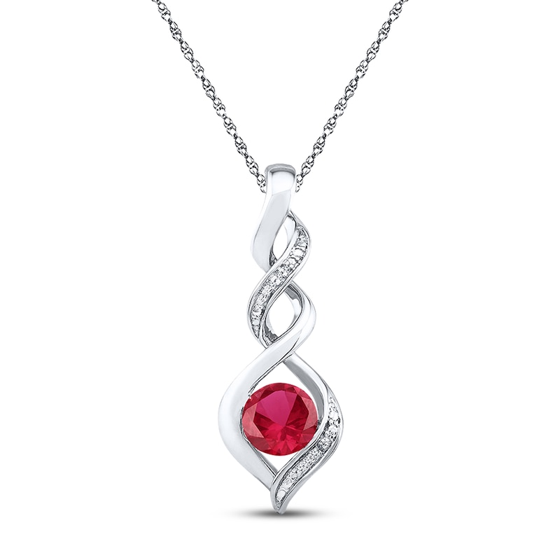 Lab-Created Ruby Necklace Diamond Accents Sterling Silver