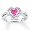 Thumbnail Image 0 of Heart Ring Lab-Created Pink Sapphire Sterling Silver