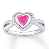 Thumbnail Image 1 of Heart Ring Lab-Created Pink Sapphire Sterling Silver