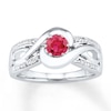 Thumbnail Image 0 of Lab-Created Ruby Ring Diamond Accents Sterling Silver