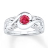 Thumbnail Image 1 of Lab-Created Ruby Ring Diamond Accents Sterling Silver