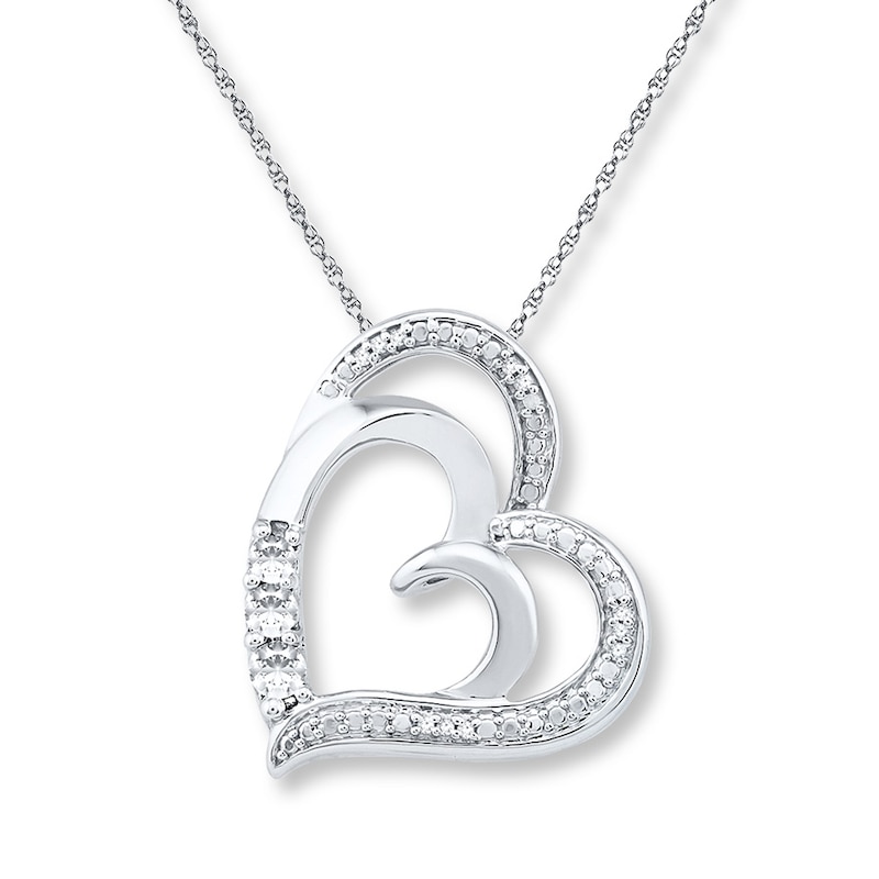 Heart Necklace Lab-Created White Sapphires Sterling Silver