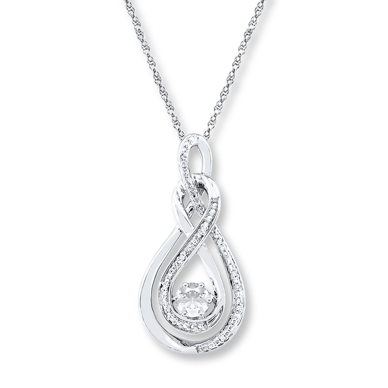 Main Image 1 of Infinity Necklace Lab-Created White Sapphires Sterling Silver