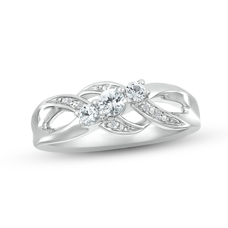 Main Image 1 of Lab-Created White Sapphire Ring Sterling Silver
