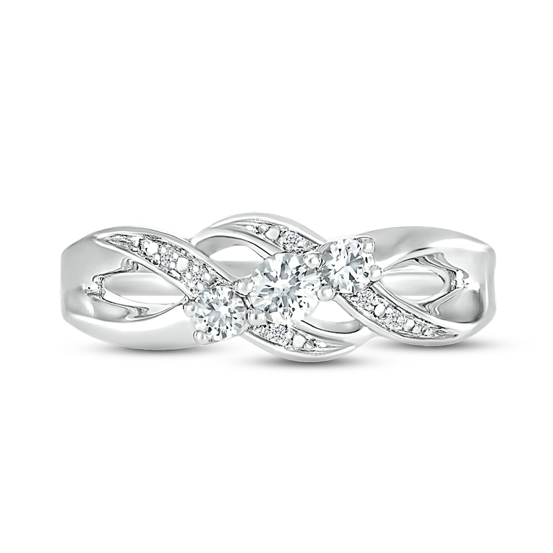 Main Image 2 of Lab-Created White Sapphire Ring Sterling Silver