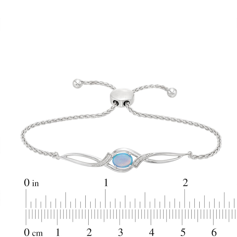 Main Image 2 of Lab-Created Blue Opal Bolo Bracelet Sterling Silver