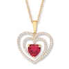 Thumbnail Image 1 of Lab-Created Ruby Heart Necklace 10K Yellow Gold