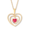 Thumbnail Image 3 of Lab-Created Ruby Heart Necklace 10K Yellow Gold