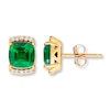 Thumbnail Image 0 of Lab-Created Emerald Earrings 1/10 cttw Diamonds 10K Yellow Gold