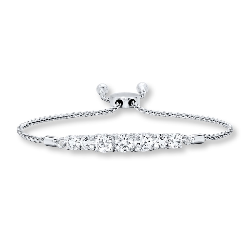 Main Image 1 of Lab-Created White Sapphire Bolo Bracelet Sterling Silver