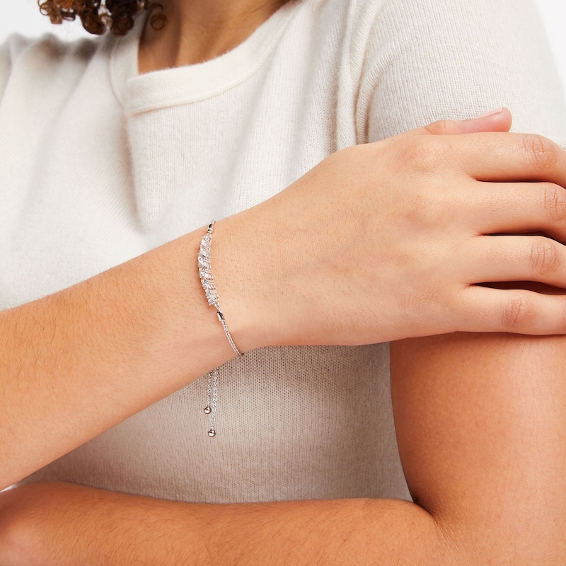 Main Image 2 of Lab-Created White Sapphire Bolo Bracelet Sterling Silver