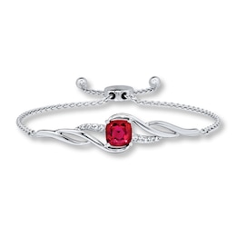 Lab-Created Ruby Bolo Bracelet Sterling Silver