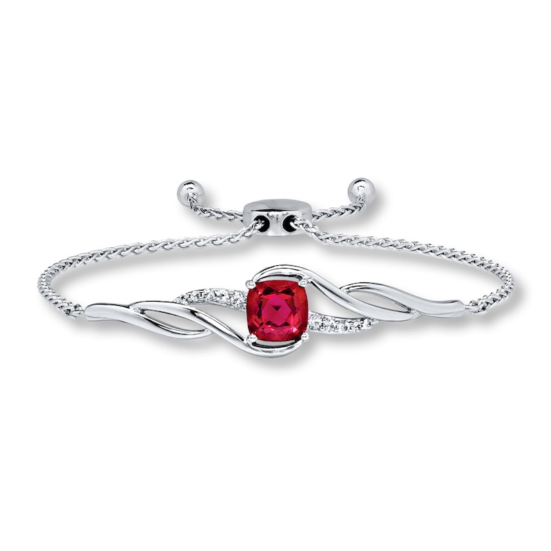 Main Image 1 of Lab-Created Ruby Bolo Bracelet Sterling Silver